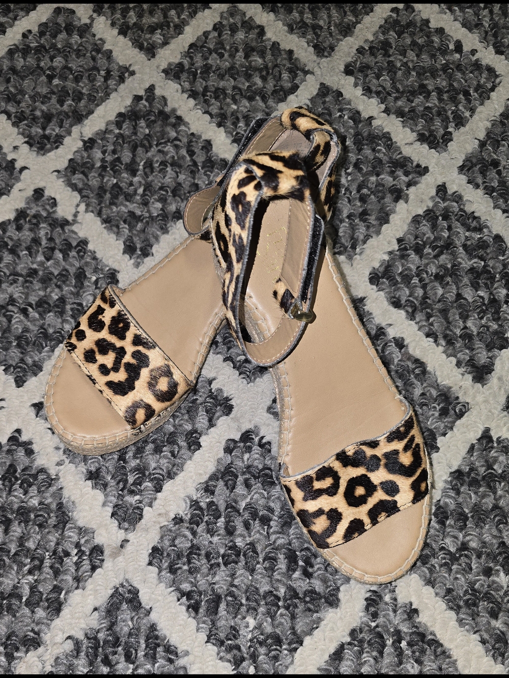 Franco Sarto Leopard Print Ankle-Strap Sandals - Tan/Black